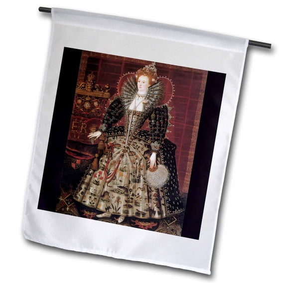 3dRose, Elizabeth I of England c. 1592 by Nicholas Hillard Studio, 12 x 18 inch Garden Flag