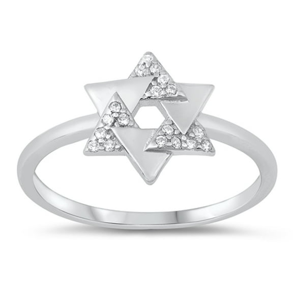 Clear CZ Star Of David Ring Sterling Silver Size 10