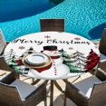 thumbnail image 6 of Christmas Snowman Round Tablecloth, Fitted Table Cover with Elastic for 45"-54" Round Tables, Plaid Xmas Tree Winter Snowflake Table Cloth Outdoor Indoor Dinning Party Waterproof Tablecloths, 6 of 7