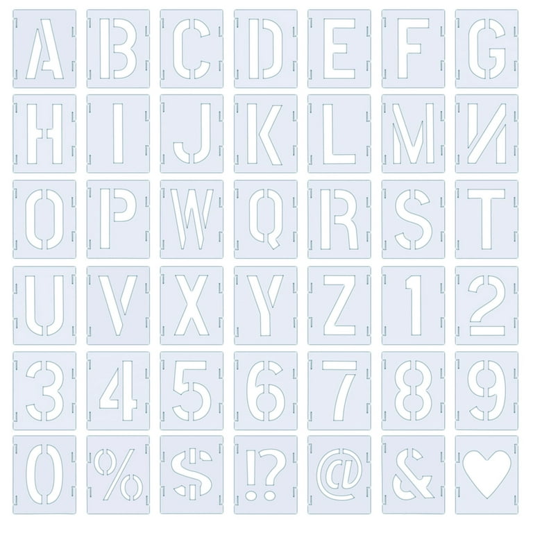 2 Inch Letter Stencils Symbol Numbers Craft Stencils, 42 Pcs Reusable  Alphabet Templates Interlocking Stencil Kit for Painting on Wood, Wall,  Fabric
