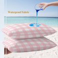 thumbnail image 4 of Lumbar Pillow Covers 20x12 Inch Set of 2, Pink Buffalo Plaid Waterproof Outdoor Pillow Covers, Farmhouse Pink White Checkered Decorative Cushion Pillowcases for Couch, Sofa, Bed, Garden, Patio, 4 of 9
