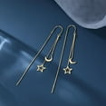 thumbnail image 5 of Solid 925 Sterling Silver Moon Star Threader Dangle Earrings Chain for Women Teens Long Dangle Earrings Tassel Chain, 5 of 11