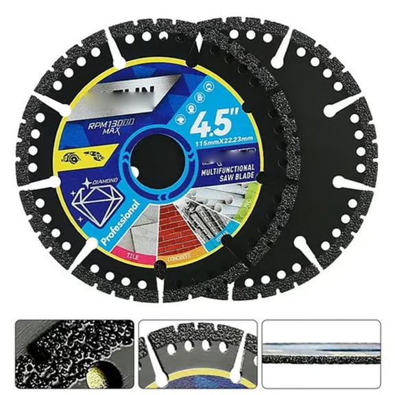 Novazen 4.5" Diamond Multi-Purpose Saw Blades, 2PCS Heavy Duty Angle Grinder Discs, Durable Compound Saw Blades for Cutting Marble, Quartz, Stone, Tile, Metal,