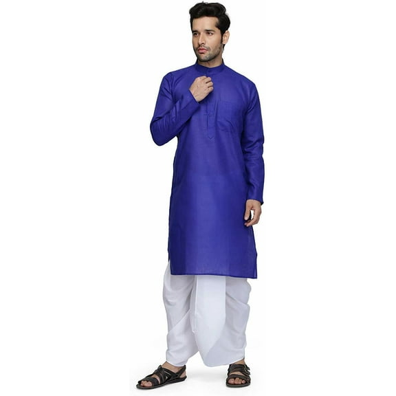 Mens Desginer Wear Bollywood South Indian Style Cotton Dhoti Kurta Set