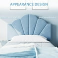 thumbnail image 6 of Twin Blue Metal Bed Frame with Shell Headboard, Velvet Upholstered Metal Bed Frame with Adjustable Headboard, Girl Platform Strong Wood Slat Support, 6 of 9