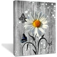 thumbnail image 1 of Daisy Flower Canvas Wall Art Decorative Picture-Modern&nbsp;Floral Artwork Prints Daisy wall Decor - Living Room Bathroom Bedroom Office Home Roon Decor -Ready to Hang (Grey Daisy flowers, 12x16inch), 1 of 6