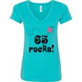 thumbnail image 3 of Inktastic 65th Birthday 65 Rocks Women's V-Neck T-Shirt, 3 of 5