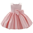 thumbnail image 1 of Hfolob Robes d'Été pour Filles Fleur Nœud Tutu Bébé Demoiselle d'Honneur Concours Formel Robe pour Enfants Fluide Robe d'Été Décontractée Robes 1-2 Ans, 1 of 6