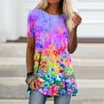 thumbnail image 2 of Blusa de manga corta con estampado de cuello redondo informal para mujer a la moda, Tops de verano Pompotops hkajfhjk462837, 2 of 5