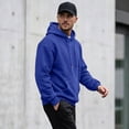 thumbnail image 4 of Mens Oversized Hoodies Sweatshirts | Fall Winter Hooded Collar Drawstring Pullover With Pocket for Workout Gym Royal Blue XL, 4 of 6