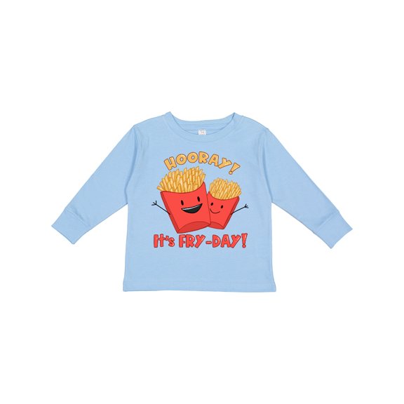 Inktastic Hooray It's Fry-Day with Cute Fries Boys or Girls Long Sleeve Toddler T-Shirt