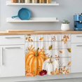 thumbnail image 5 of Orange White Pumpkin Fall Small Sink Skirt, Bathroom Vanity Cabinet Adhesive Curtain, Thanksgiving Wooden Autumn Leaves Utility Under Sink Cover Decorative Kitchen Cabinet Curtains 10"x11", 5 of 8
