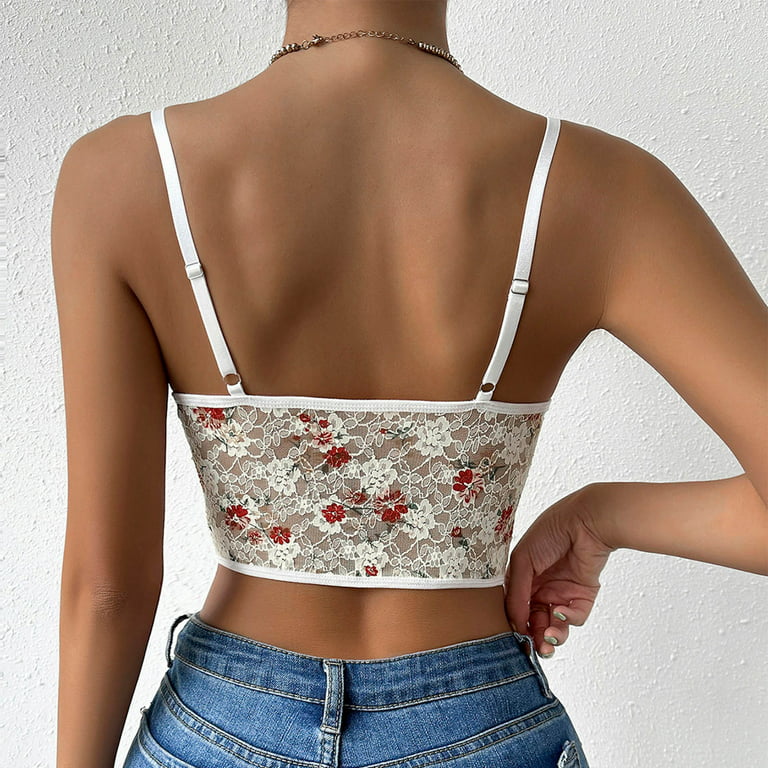 RYRJJ On Clearance Womens Sexy Bustier Corset Top Y2K Eyelet Lace Floral  Print Push Up Crop Tops Vintage Tank Top Going Out Party Clubwear  Bodice(Floral Beige,S) 