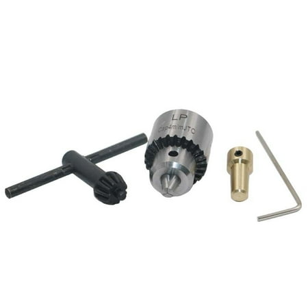 

4pcs/set Mini Drill Chuck Micro 0.3-4mm JTO Taper Mounted Drill Chuck and Wrench With Chuck Key Lathe Accessories Machine Tools (Silver)
