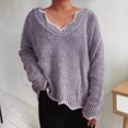 thumbnail image 2 of Womens Plus Size Long Sleeve Sweaters V Neck Casual Loose Fit Knit Fall Winter Solid Color Pullover Sweater Tunic Tops,Gray,4XL, 2 of 5