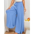 thumbnail image 4 of FEOYA Women's Wide Leg Flowy Pants High Waist Flared Trousers Palazzo Trousers with Pockets Loose Drawstring Pants Elastic Waist Casual Spring Summer S, 4 of 7