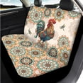 thumbnail image 3 of Binienty Boho Floral Rooster Car Seat Covers Full Set with Matching Automotive Steering Wheel Cover Cloth Armrest Cushion Pad Anti-Scratch Seat Headrest Cover 14 Pieces Vehicle Interior Decor Set, 3 of 7