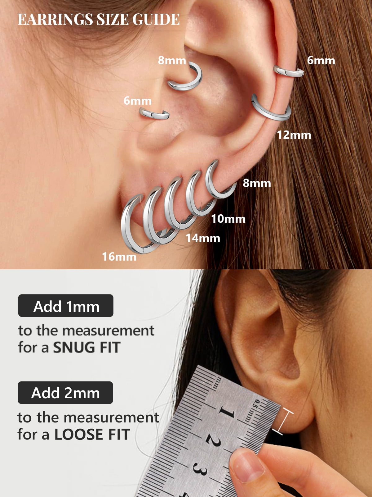 Silvora Pure Sterling Silver Small Hoop Earring for Women 14mm Hypoallergenic Tiny Huggie Earrings Cartilage Earring Jewelry Gift