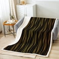 thumbnail image 2 of Geometry Throw Blanket Gold Black Abstract Art Stripes Blanket,Modern Geometric Striped Fleece Blanket for Bed Chair,Stripe Waves Sherpa Blanket Exotic Bedroom Decor 60"x80", 2 of 6