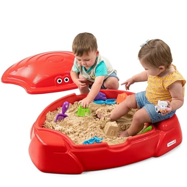 Simplay3 Coastal Crab Red Outdoor Sandbox with Cover for Kids