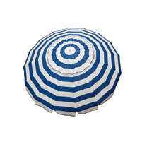 DestinationGear 8ft Blue and White Striped Deluxe Beach Umbrella with Travel Bag