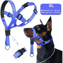 Extra Large Dog Head Collar Halter, Head Collar for Dog, Nylon Adjustable Loop Dog Muzzle Gentle Leader for Dogs, Blue,Mouth size: 14 - 18 inch Neck size: 20.7 - 25.8 inch
