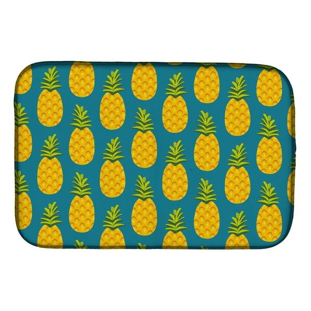 Pineapples on Teal Dish Drying Mat