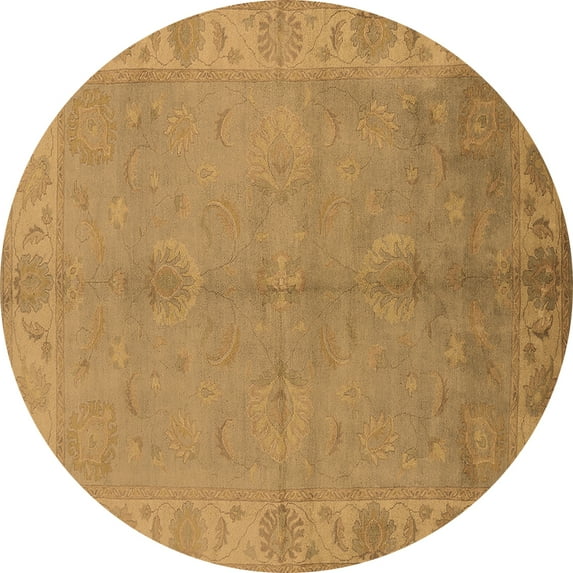 Ahgly Company Indoor Round Oriental Brown Traditional Area Rugs, 4' Round
