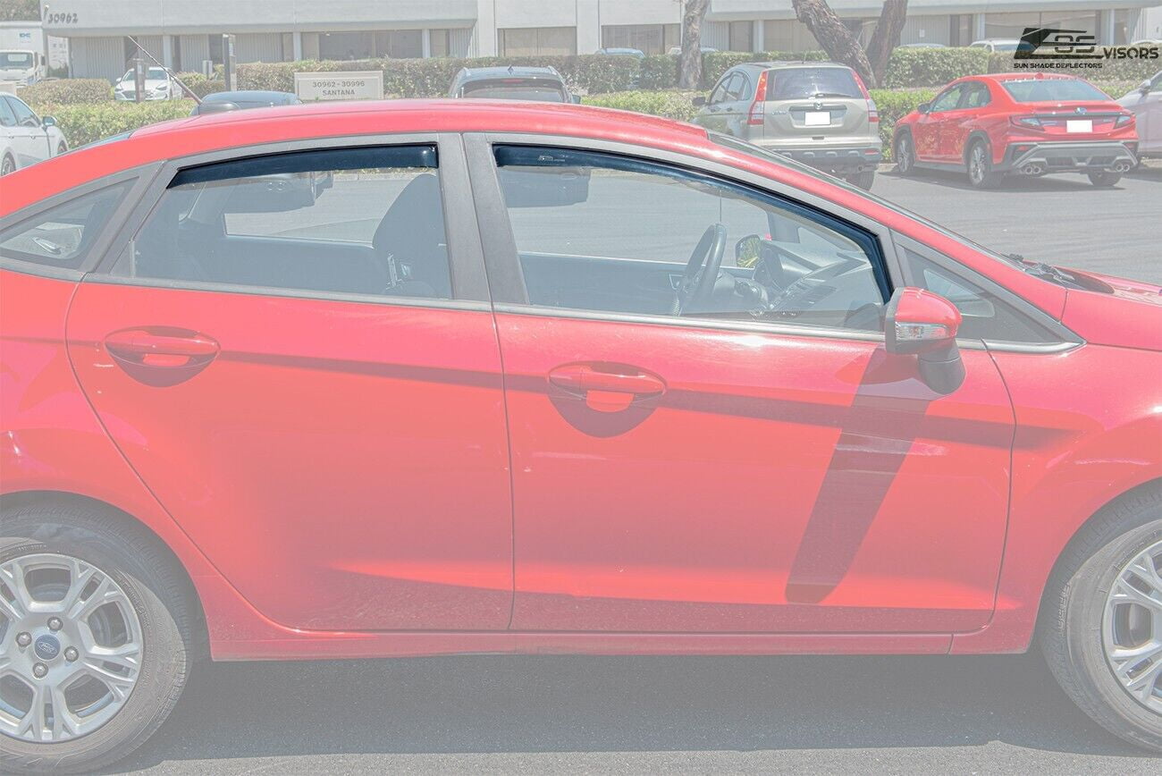 Extreme Online Store Fits ALL 2011-2019 Ford Fiesta Sedan Models | EOS Visors IN-CHANNEL Style SMOKE TINTED Side Vents Window Deflectors Rain Guards