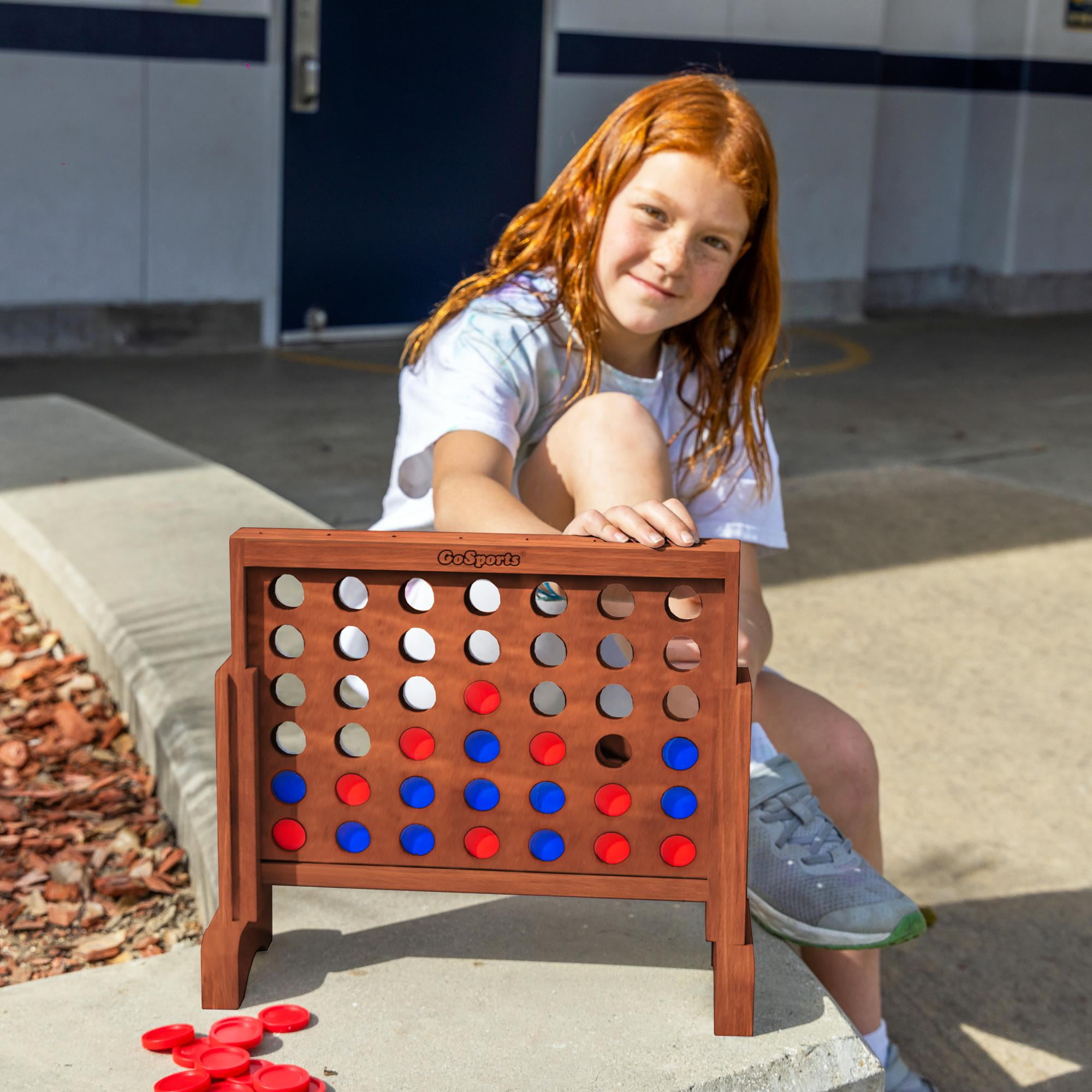 GoSports Premium 4 in a Row Game Dark Wood Stain – 1 Foot Width - Indoor or Outdoor Game