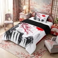 thumbnail image 2 of Manfei Ink Waterfall Twin Comforter Sets for Home, Plum Sun Bedding Set for Office, Black Red White, Black Reversible 2-Piece, 1 Comforter and 1 Pillowcase, 2 of 6