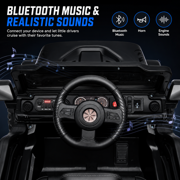 24V 2 Seater Ride On Truck with Remote Control, 4WD Kids Electric Car with EVA Wheels, LED Lights, Music and Suspension, Black