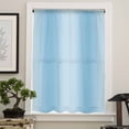 thumbnail image 4 of Blue Ombre Semi Sheer Curtains Drapes for Living Room, Bedroom, French Doors Window 108 Inches Long, Modern Abstract Art Farmhouse Gradient Rod Pocket Chiffon Curtain Drapery Voile Draperies Panel, 4 of 6