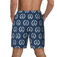 thumbnail image 2 of Haiem Navy Nautical Mens Swim Trunks with Compression Liner 2 in 1 Swimming Shorts Stretch Swimwear Quick Dry,Board Shorts-Large, 2 of 9