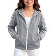 thumbnail image 2 of Girls Cute Hooded Jacket Full Zip Soft Fleece Bow Long Sleeve Sweatshirt Coat with Side Pockets Casual Daily Outwear Tops Gray 10-11Y, 2 of 7
