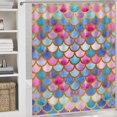 thumbnail image 5 of Abstract Watercolor Mermaid Scales 4 Piece Shower Curtain Sets,Retro Colorful Mermaid Fish Scales Non-Slip Rugs,Toilet Lid Cover and Bath Mat,Durable and Waterproof,for Bathroom Decor Set, 5 of 8