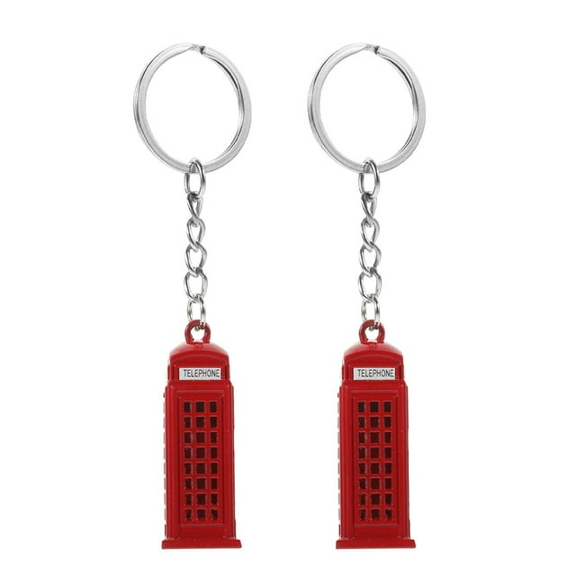 KAKOWELY london keychain 2pcs Alloy London Keychains Telephone Booth Key Rings Travel Souvenir Present Car Key Holder For Bag Purse Wallet Cellphone Hanging Pendant Charm