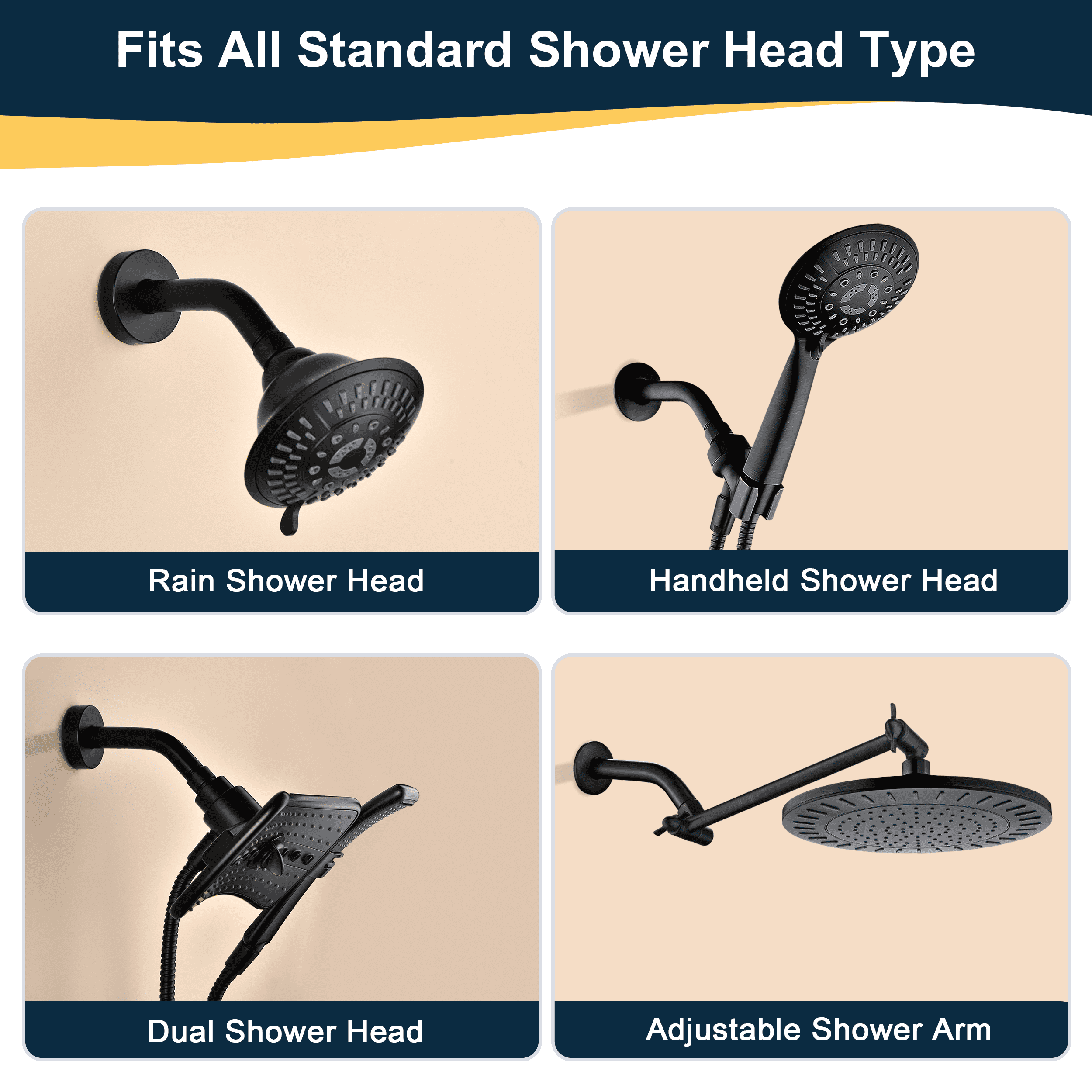 BRIGHT SHOWERS 13 Inch Shower Head Extension Arm with Flange S Shaped High Rise Extender, Long Stainless Steel Rainfall Shower Head Pipe Arm, Chrome