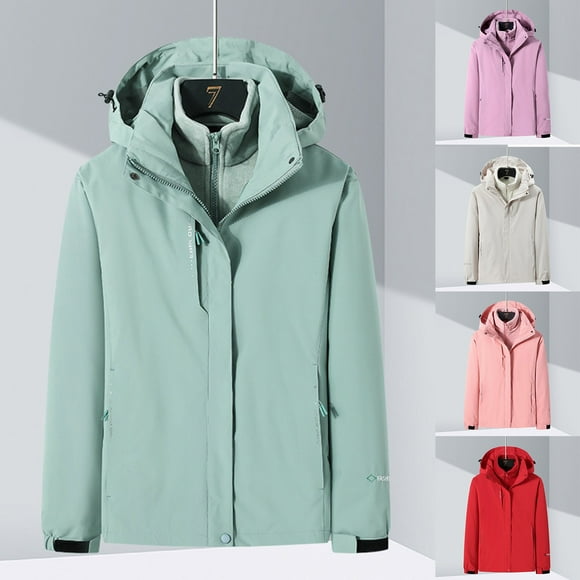 Jinhomg Women's Ski Jacket 3 In 1 Waterproof Windproof Rain Coats Winter Warm Thicken Windbreaker Outerwear with Removable Liner and Hood for Outdoor Sales Today Clearance Black M