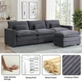 thumbnail image 3 of Gexpusm Sectional Sofa,L-shaped Sectional Couches for Living Room,Comfy Sofa with Cup Holders & USB Ports,Gray, 3 of 5
