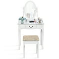 thumbnail image 4 of Gymax Makeup Dressing Table Stool Set w/ Drawers Mirror Vanity Set White, 4 of 9
