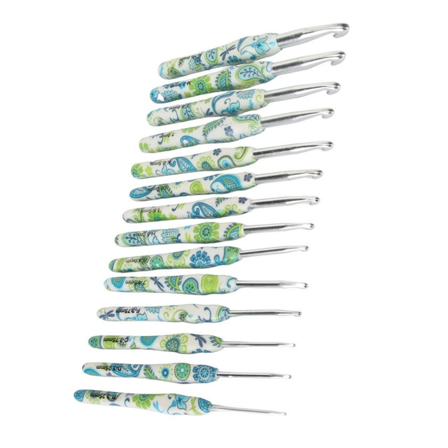 Juego de agujas de crochet ANGGREK 14 piezas aluminio 2,25 a 10 mm