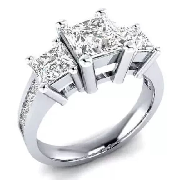 2.00Ct Princess Cut Lab Created Diamond Engagement Ring 14K White Gold Plated