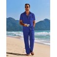 thumbnail image 2 of COOFANDY Mens Linen Sets Outfits 2 Piece Short Sleeve Button Down Shirts Summer Beach Pants Resort Wear Outfits, 2 of 6
