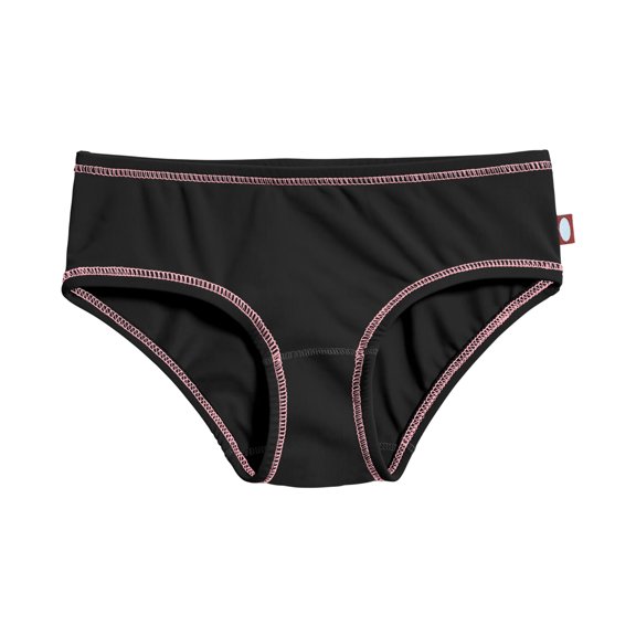 Made in USA Girls UPF 50  Swimming Briefs | Black w. Bubblegum Stitch