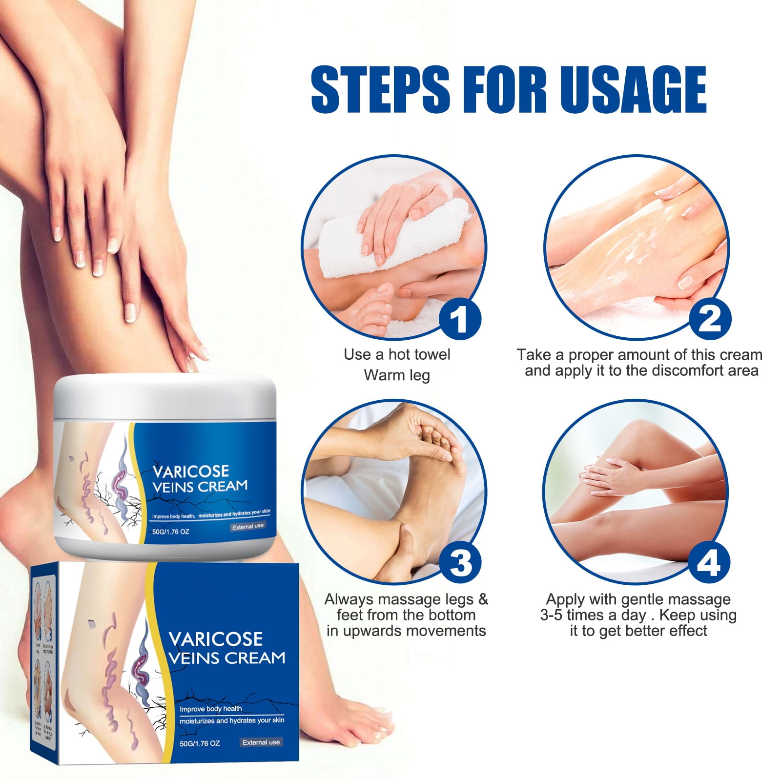 Alvantor Varicose Cream Soothing Vein Relief Leg Cream for Tired Legs 1.76oz