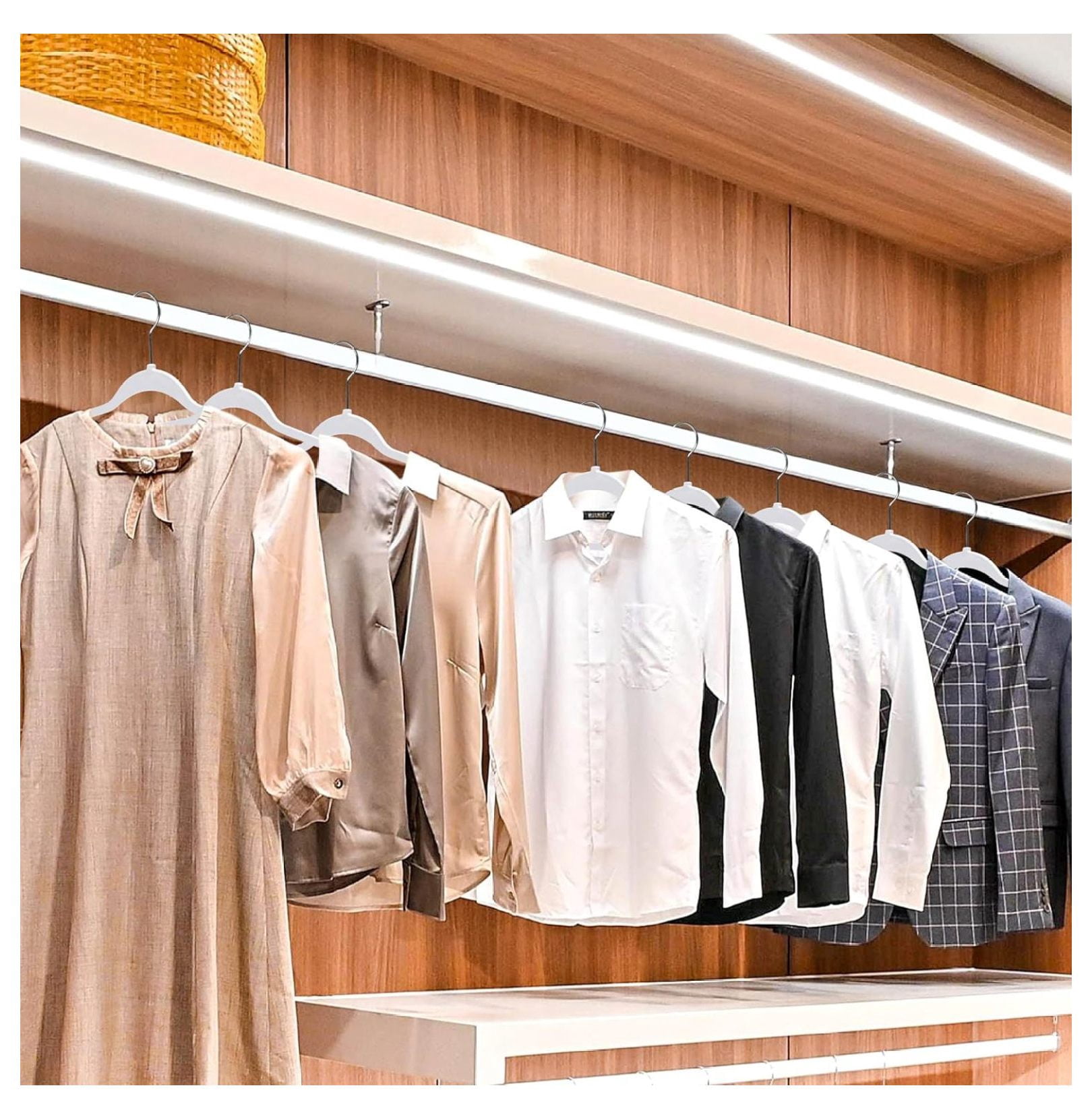 200 Pack Slim Plastic Hangers for Clothes - 16.5" Won't Crease Your Clothes, Heavy Duty Non- White Hangers, 360° Swivel Hook Dresses Coats Shirts