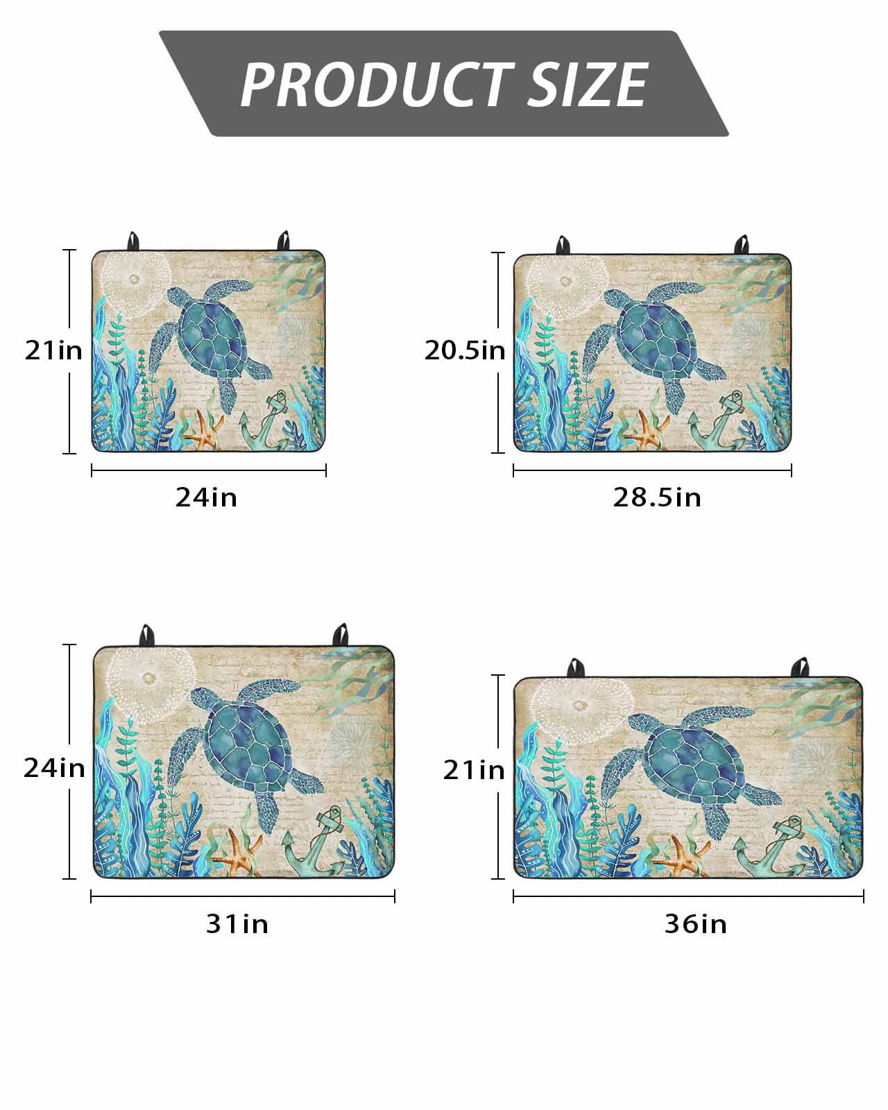 Stove Top Covers for Electric Stove, Teal Sea Turtle Coastal Glass Stovetop Cover Protector, Vintage Summer Beach Seaweed Induction Cooktop Protector Oven Mat for Kitchen Countertop 24"x21"