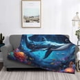 thumbnail image 2 of Yiaed Colorful Ocean Whale Print Blanket Throw Blanket Soft Cozy Flannel Blanket for Home Bed Sofa Couch Chair-50"x40", 2 of 6
