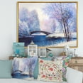 thumbnail image 2 of Designart 'Bridge Of Meandering River With Winter Scenery III' Lake House Framed Canvas Wall Art Print, 2 of 5